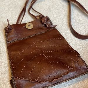 Brown leather bohemian shoulder/crossbody bag